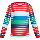 【5 Sizes for 2-11Y】 Unisex Rainbow Striped Long Sleeve Shirt Soft Material Crewneck Shirt for Chucky Costume
