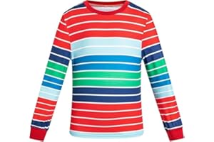 LENOAPHYS 【5 Sizes for 2-11Y】 Unisex Rainbow Striped Long Sleeve Shirt Soft Material Crewneck Shirt for Chucky Costume