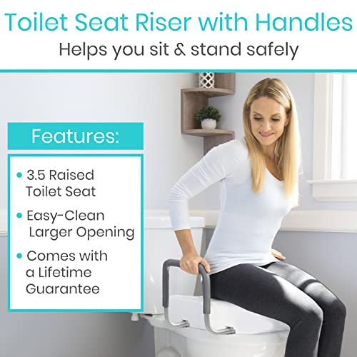 Vive Raised Toilet Seat Riser with Handles Grab Bar Seat for Seniors (Easy Clean) Options