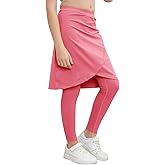 Haloumoning Girls Elastic Waist Knee Length Skirts with Leggings Kids Cute Active Golf Tennis Skorts 4-14 Years