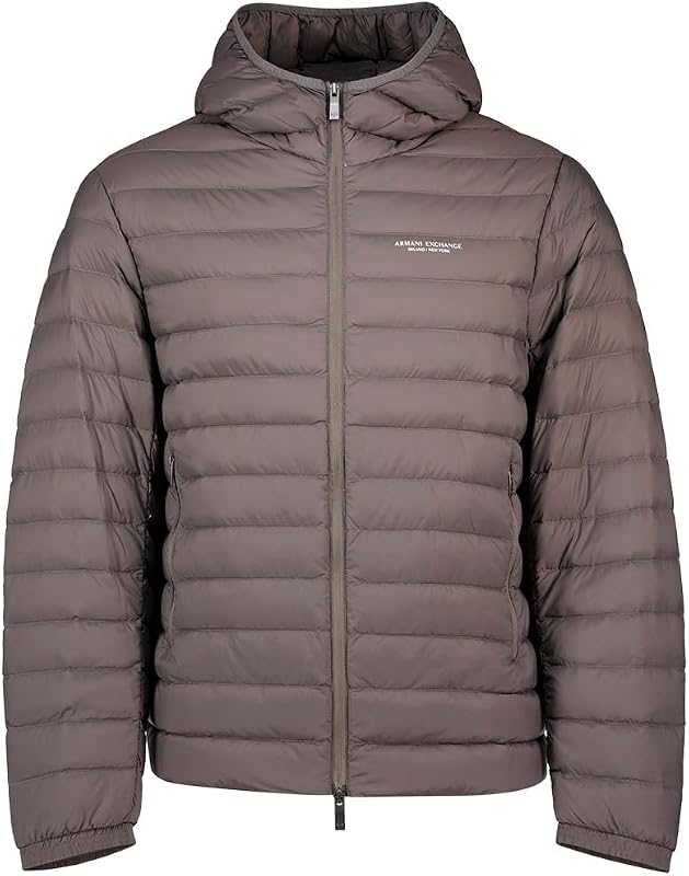Giacca da uomo, a maniche lunghe, imbottita, con logo Lettering, grigio scuro, XL, Dark Gull Gray, XL