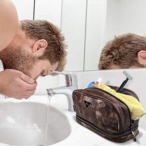 Toiletry Travel Bag for Men - Large Leather Dopp Kit - Mens Toiletries Bathroom Organizer by LVLY (Brown) 7 Toiletry Travel Bag for Men - Large Leather Dopp Kit - Mens Toiletries Bathroom Organizer by LVLY (Brown)