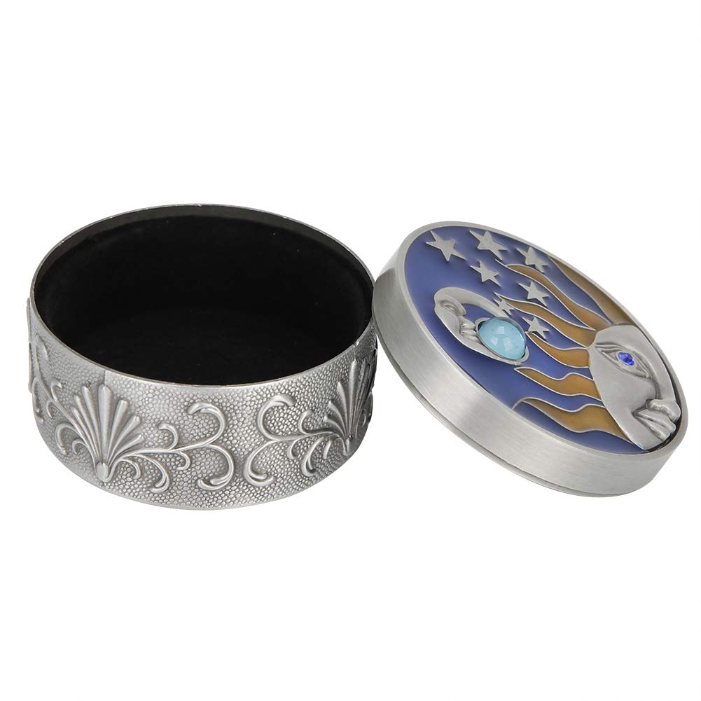 Socobeta Round Metal Jewelry Storage Box Jewelry Organiser for Necklace Ring Christmas Earrings (Tin fringe)