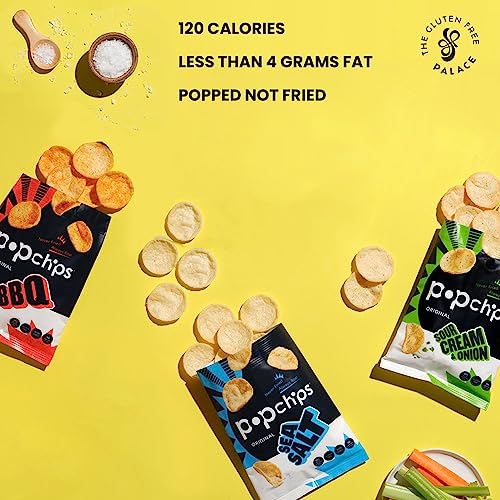 Pop Chips Variety Pack 30 Pack Snack Box 12 BBQ, 12 Sea Salt, and 6