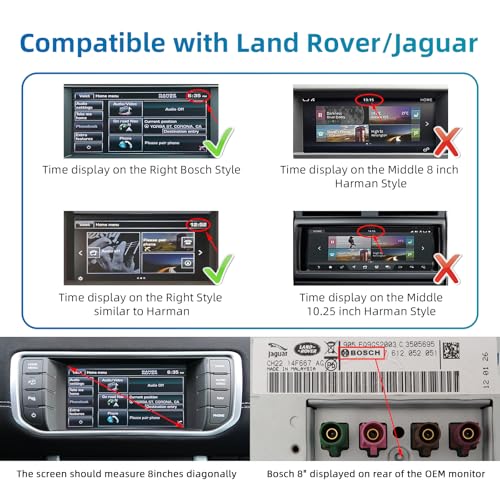 EZoneTronics Wireless CarPlay & Android Auto Set Top Box Kit for Land Rover Range Rover Evoque Discovery Jaguar XJL F-Type 2012-2016 CarPlay Adapter Plug & Play with SWC WiFi Bluetooth Siri GPS