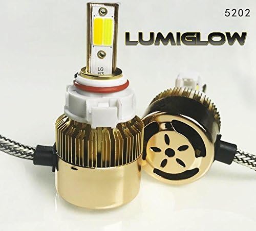 LUMIGLOW Dual-Color Switchback LED Headlight Conversion Kit 5202 5200 5201 2504 PSX24W 9009 Fog Replacemant Bulb , On/Off 3000K , Off/On 6000K, CREE LED COB Design Chip, Total PWR 76W 7600LM