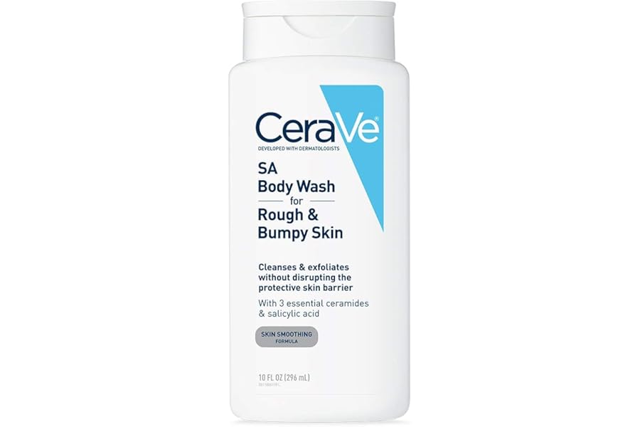 CeraVe Body Wash with Salicylic Acid, Fragrance Free Body Wash to Exfoliate Rough and Bumpy Skin, Allergy Tested, 10 Ounce