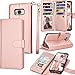 Tekcoo Compatible for Samsung Galaxy S8 Wallet PU Leather Case, Luxury ID Cash Credit Card Slots Holder Carrying Folio Flip Cover [Detachable Magnetic Hard Case] Kickstand - Rose Gold