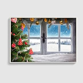 Framed Canvas Home Artwork Decoration Merry Christmas Canvas Wall Art for Living Room, Bedroom - 16x24 inches