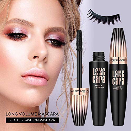 AsaVea 4D Silk Fiber Eyelash Mascara Natural Thickening and Lengthening Mascara, Instant, Waterproof, Long-lasting