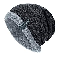 YunZyun Unisex Winter Warm Thick Knit Beanie Cap Casual Hedging Head Hat Outdoor Fashion Black