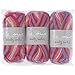 3 Skein (Pack) Total 5.3 Oz./686 Yrds Lamia Woolly Sock Yarn, Each 1.76 Oz (50g) / 228 Yrds (210m) Soft, Super Fine Sock Yarn, 75% Wool, Multi Pink - H1382