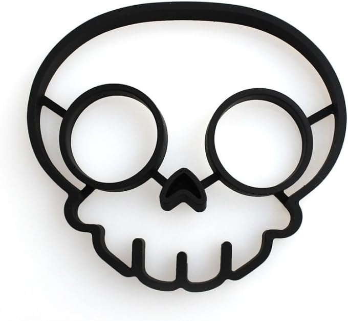 Houron Non-stick Silicone Skull Egg Fried Mould Mold Black
