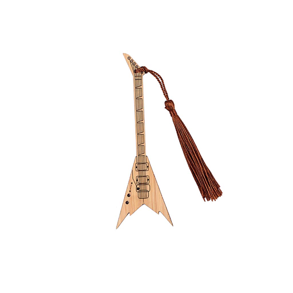 Alnicov Design Guitar Bamboo Bookmark with Tassels for DIY Projects and Gifts Tags-1C12