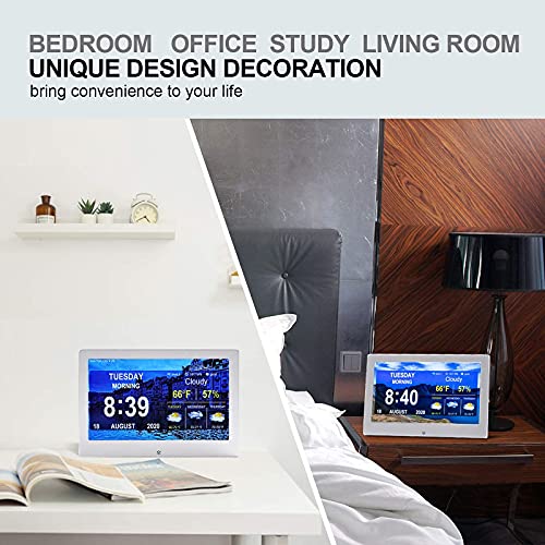 Digital Calendar Alarm Clock For Elderly 10 Inch Large Screen Display Digital Calendar Alarm Clock For Elderly 10 Inch Large Screen Display