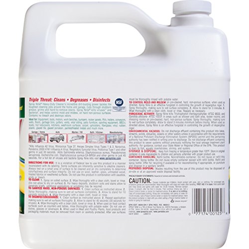 SPRAY NINE 26801 HEAVY DUTY CLEANER, DEGREASER & DISINFECTANT FOR HOME, YARD EQUIPMENT, AUTOMOTIVE & MORE – REFILL FOR SPRAY BOTTLE 1 GALLON (PACK OF 1)