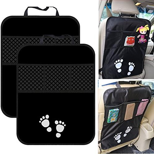 Kid Baby Kick Mats,22‘’x17.3‘’ Firwood Back Seat Cover Footprint Protector Organizer Storage including Mesh Pocket Waterproof--Pack of 2