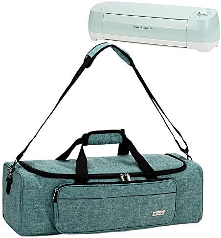 NICOGENA Padded Carrying Case for Cricut Explore Air 2/ Maker, Silhouette Cameo 3, Pockets for Vinyl, Pen Set and Tools Accessories, Green