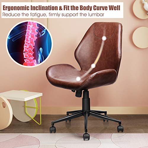 Giantex Home Office Leisure Chair Ergonomic MidBack PU Leather Armless