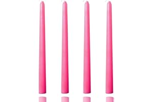 BERKEBUN 10 inch Pink Taper Candles-Set of 4 Taper Candles -Dripless and Smokeless,Tall Candlesticks, Home Dinner, Party, Wedding, Halloween, Churches,Christmas Candles