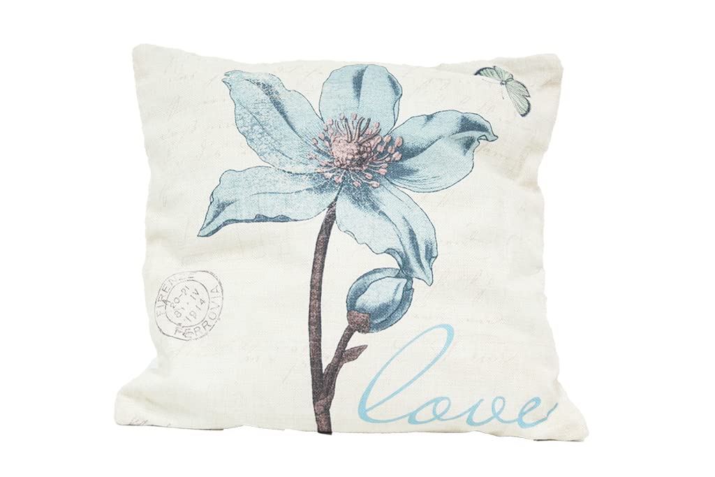 Mimbre Natural Blue Flower Cushion (40×40×1)