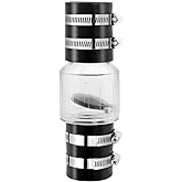 1-1/2" Silent Check Valve - CV150,Visual Sump Pump Check Valve with Buna-N Couplings & Steel Clamps - Spring Loaded Flapper f