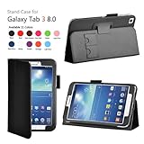 onWay(TM) FlipStand Case Cover Auto Sleep/Wake for Samsung Galaxy Tab 3 8.0 inch Tablet (T3100) + Gift: stylus touch pen (BLACK)