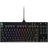 Logitech G Pro TKL Mechanical Wired Gaming Keyboard GX Blue Clicky Switch and LIGHTSYNC RGB Backlit Keys, 12 programmable F-key macros, Black - 920-009388 (Renewed)