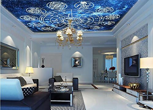 Aliworte 3D Wallpaper The Zodiac Compass Ceiling Bedroom Living Room Mural Wall Sticker 150Cmx100Cm|59.05(in) X39.37(in)