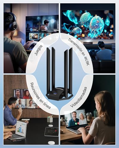 COMFAST BE6500Mbps USB WiFi Adapter for PC, USB3.0 PC WiFi Antenna, 7 Long Range Wi-Fi Receiver, 6G/5G/2.4G Tri-Band, 4*5dBi Antennas, WPA3, MU-MIMO, OFDMA, Integrated Controller, Windows 10/11