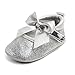 Lidiano Baby Girls Bowknot Sequins Bling Anti-Slip Mary Jane Flat Crib Shoes & Headband (0-6Months, Silver)