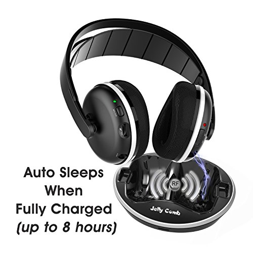 Wireless-TV-Headphones-Jelly-Comb-Over-Ear-Wireless-RF-Headphones-with-Charging-Dock-Volume-Control-for-TV-Cell-Phone-Tablet-PC-DVD-Black