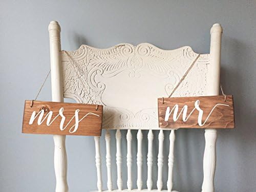 Mr &amp; Mrs, Hanging Chair Signs, Wedding Chair Signs, Mr and Mrs Signs, Small Wedding Sign, Rustic Wedding, Mrs Sign, Bridal Shower, Mr Signs