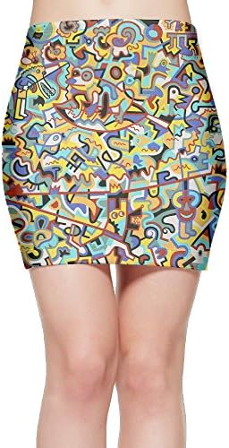 Graffiti Animals Office Cotton Knit Mini-Skirt