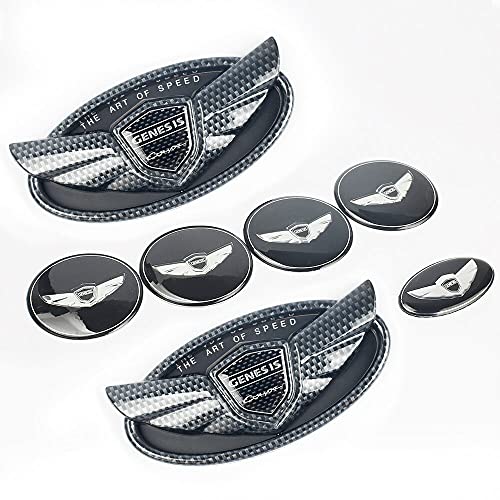 JUNBIE Set 7pcs 2010-2019 Fit for Genesis Coupe Black Wing Logo Front+ ...