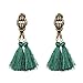 eManco Bohemian Ethnic Handcrafted Tassel Drop Dangle Earrings for Women Vintage Knot Alloy Jewelry Green