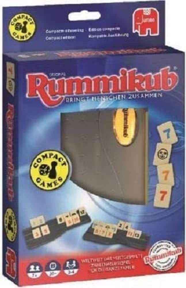 Jumbo Spiele Original Rummikub Kompakt-Spiel - der Spieleklassiker als Reise-Edition - Gesellschaftsspiel für die ganze Familie, JUM03942