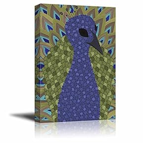 Detailed Jeweled Toned Zentangle Patterned Peacock