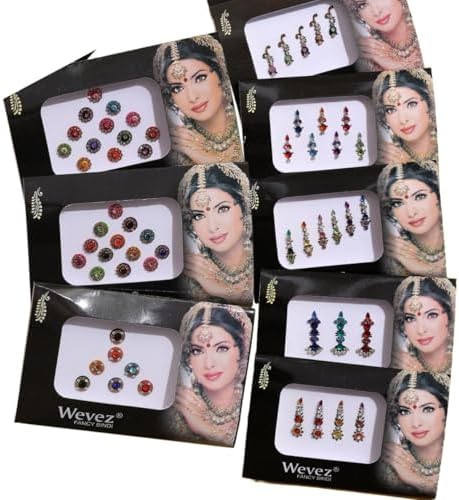 Wevez Pack of Multi Color Long Rhinestone Body Glitters Reusable