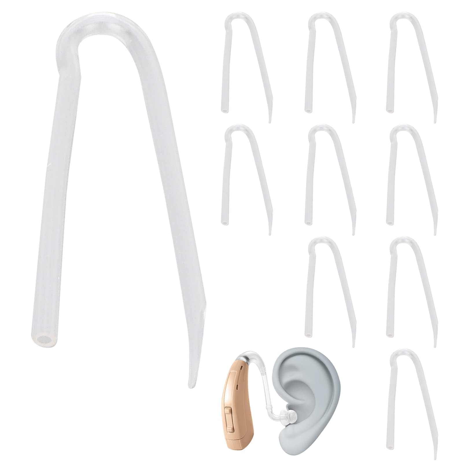 10pcs Hearing Aid Tubes, Flexible Hearing Aid Tubing Replacement Professional Hearing Aid Supplies for Seniors(3.3*2.0mm)