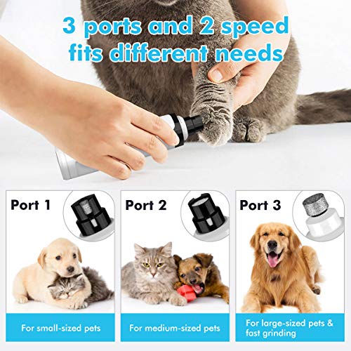 Blusmart Dog Nail Grinder Electric Pet Nail Trimmer Professional Dog Nail Trimmer Rechargeable 2 Speed Painless Paws Grooming Smoothing Quiet Pet Nail Trimmer for Small Medium Large Dog & Cat