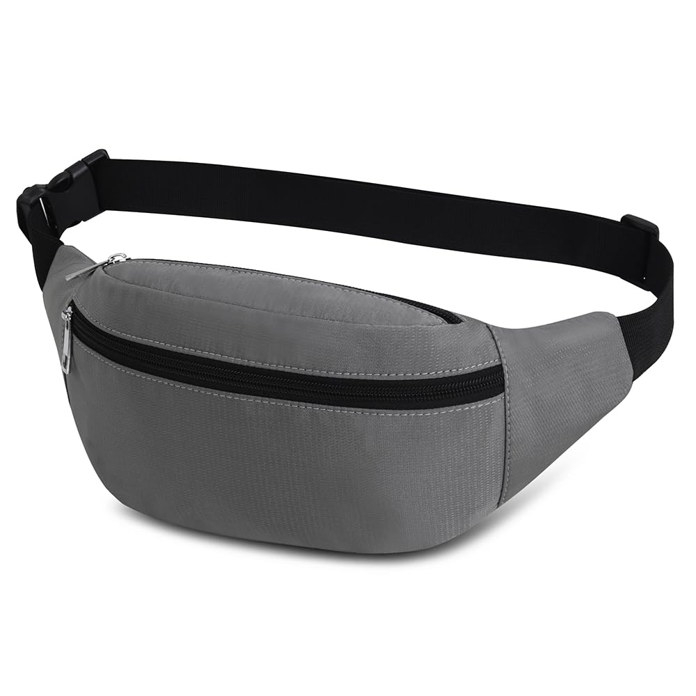 Waterproof Bumbags Waist Fanny Pack for Men Women Ladies Fashion Bum Bag with Adjustable Belt for Sport Running Hiking Jogging Girls Women Men (Grey)
