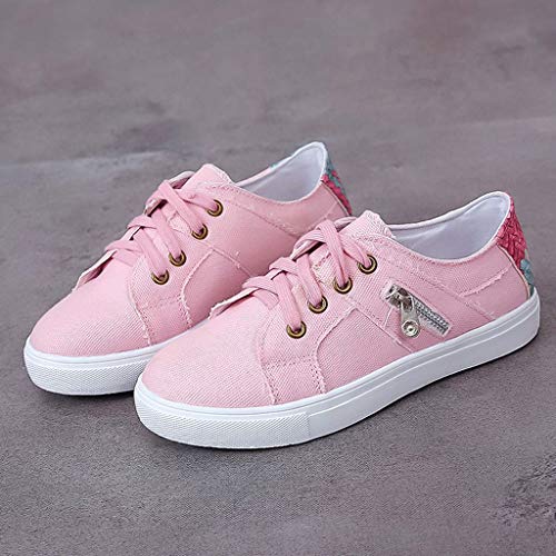 POPNINGKS Athletic Running Walking Shoes for Women Loafers Slip On Flats Espadrilles Shoes Tennis Trainer Sneakers Size 5-9 Pink - Thumbnail 6