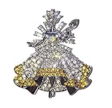 duoduodesign Silver Yellow Gorgeous Princess Shape Brooch