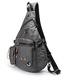 DDDH Large Sling Bags Crossbody Backpack 14.1-Inch Chest Daypack Travel Bag Book Bag for Men&Women(Grey)
