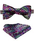 SetSense Men's Paisley Jacquard Woven Self Bow Tie Set