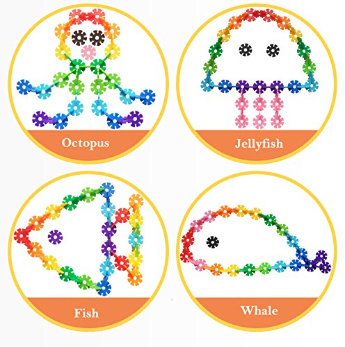 KuToi Rainbow Snow Flakes 300 Discs | STEM Educational Brain Building Toy | Interlocking Plastic Construction Connect Set | Promotes Fine Motor Skills Development - Therapy Tools - Thumbnail 3
