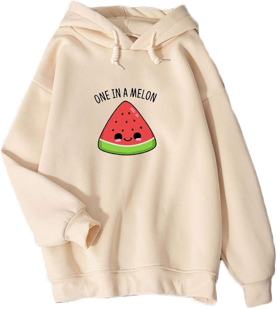KEEVICI Women Hoodies Cute Watermelon Letter Graphic Casual Pullover