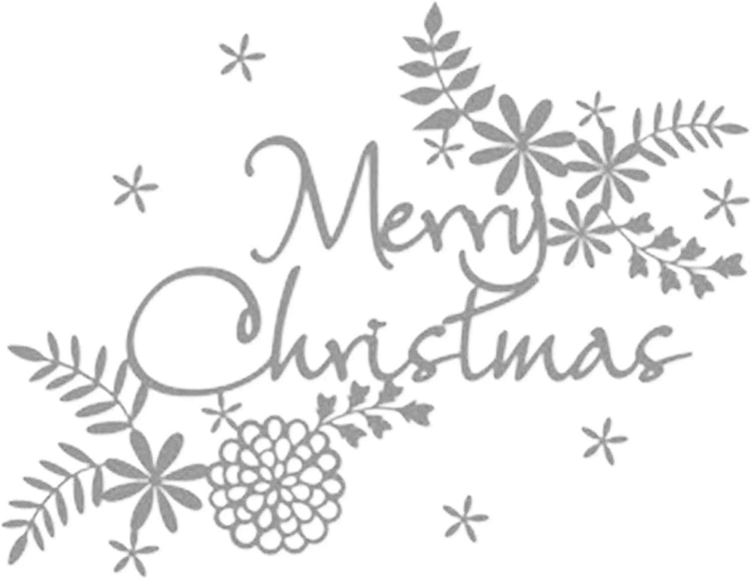 Merry Christmas Letter Leaf Flower Cutting Dies for Card Making，Cutting Dies Cut Stencils for DIY Scrapbooking Photo Album Decorative Embossing Paper Dies for Card Making Templated+Cute Brooch Pin