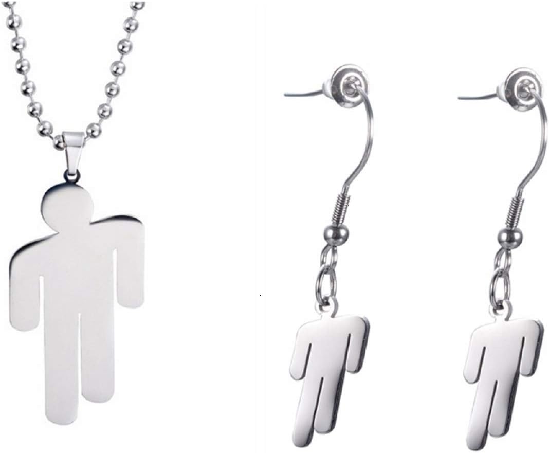 TAGOMEI Stainless Steel Pendant Necklace Round Strand Chain Square Pendant Necklace Fans Gifts
